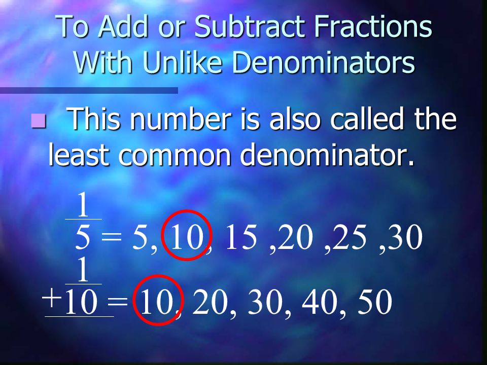 To Add or Subtract Fractions With Unlike Denominators