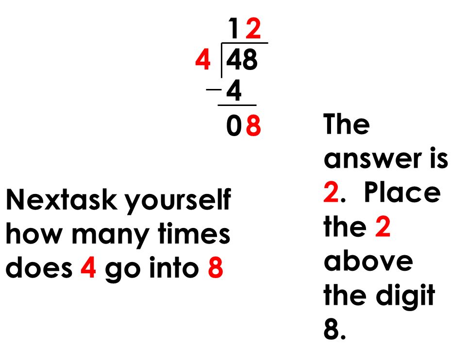 The answer is 2. Place the 2 above the digit 8.