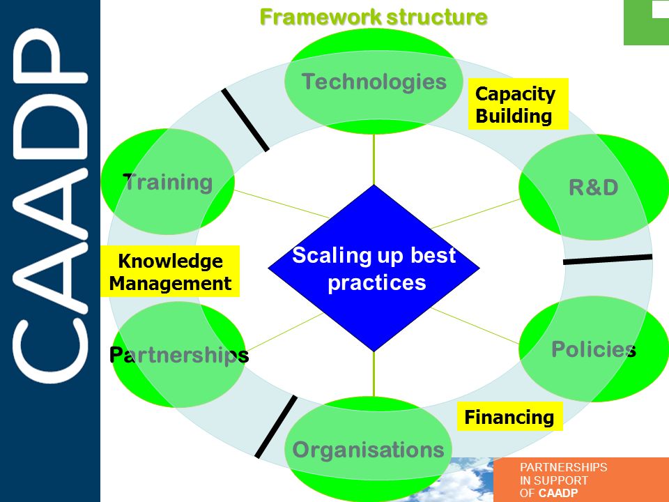 Framework structure Technologies Training R&D Scaling up best