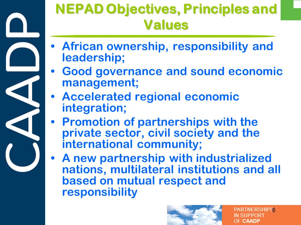 NEPAD Objectives, Principles and Values