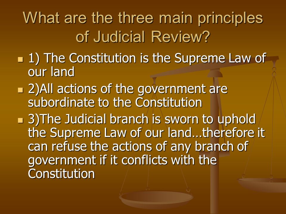 What are the three main principles of Judicial Review