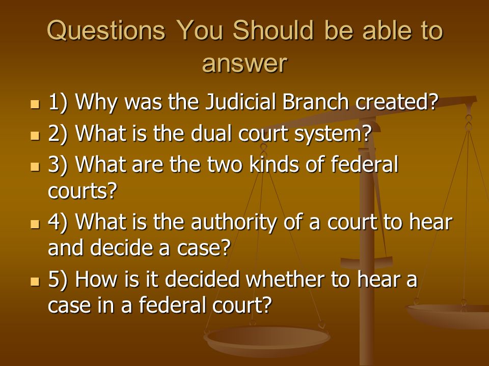 Questions You Should be able to answer