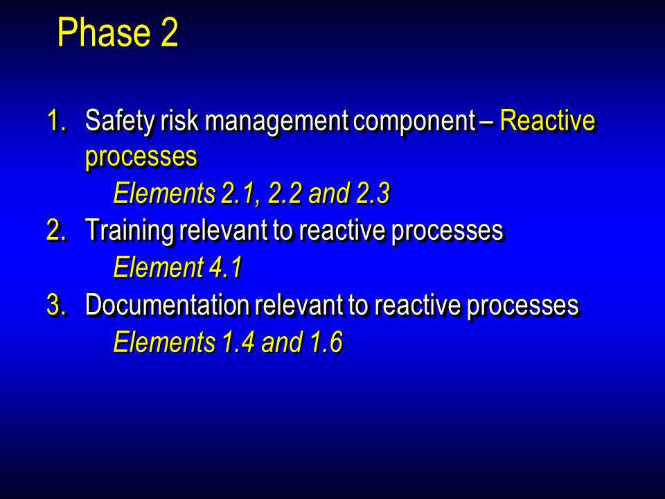 Phase 2 Safety risk management component – Reactive processes