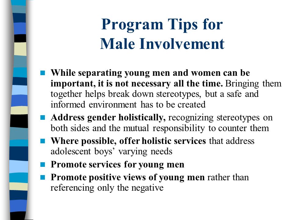 Program Tips for Male Involvement