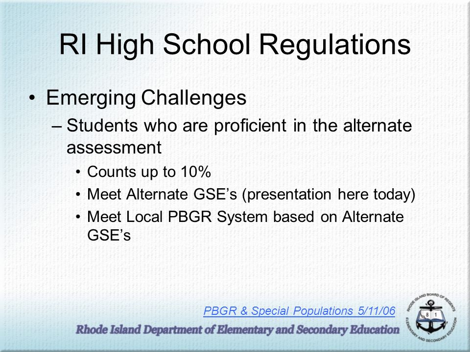 RI High School Regulations