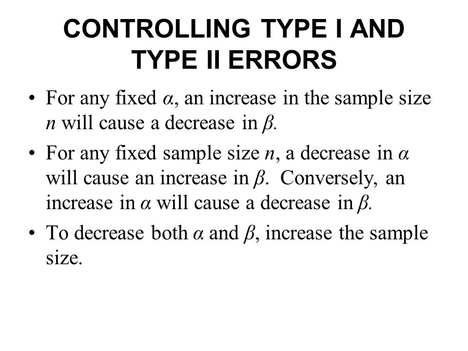 CONTROLLING TYPE I AND TYPE II ERRORS