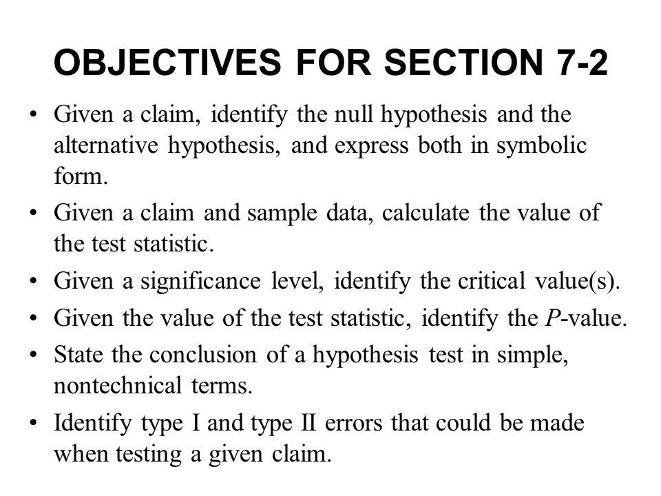 OBJECTIVES FOR SECTION 7-2