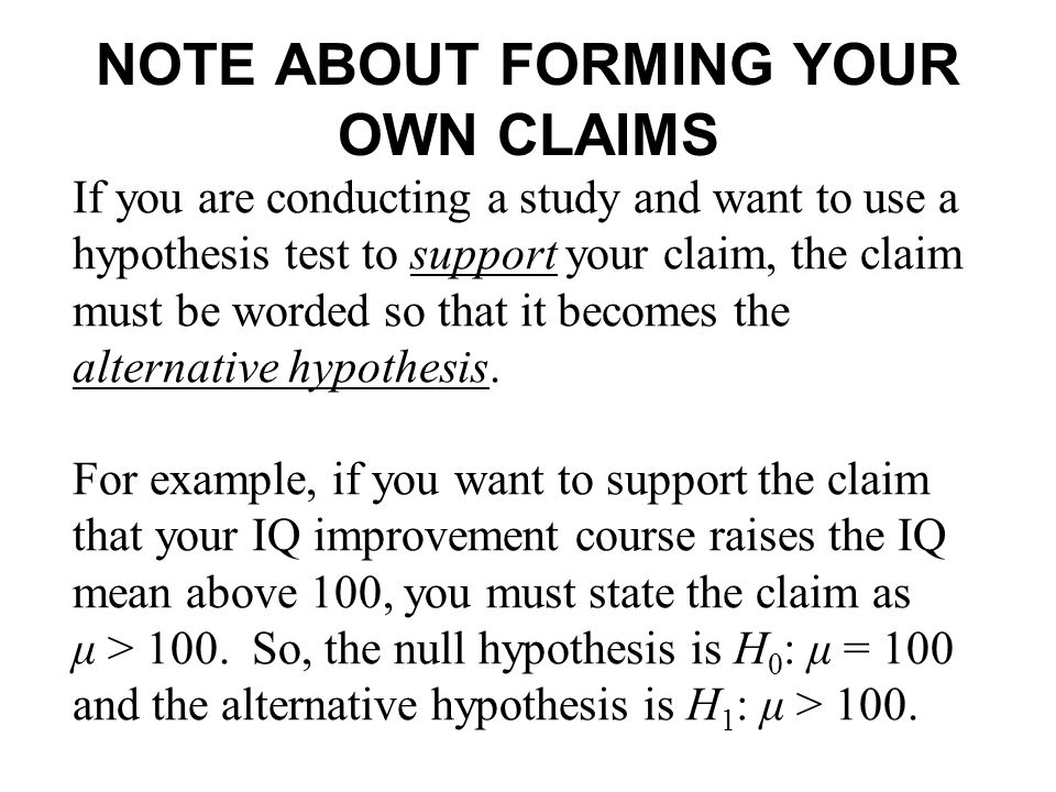 NOTE ABOUT FORMING YOUR OWN CLAIMS