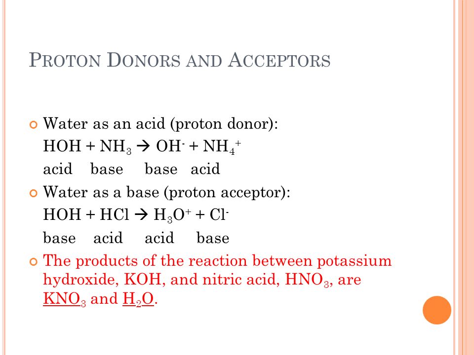Proton Donors and Acceptors