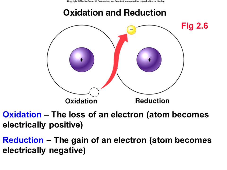 Fig 2.6 Oxidation – The loss of an electron (atom becomes electrically positive)
