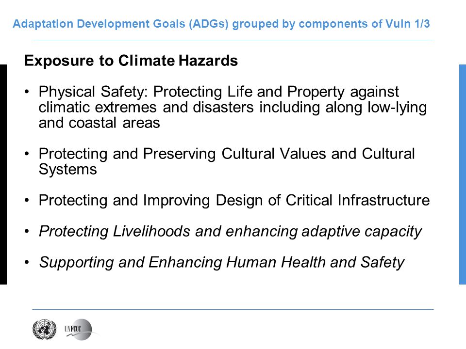 Adaptation Development Goals (ADGs) grouped by components of Vuln 1/3