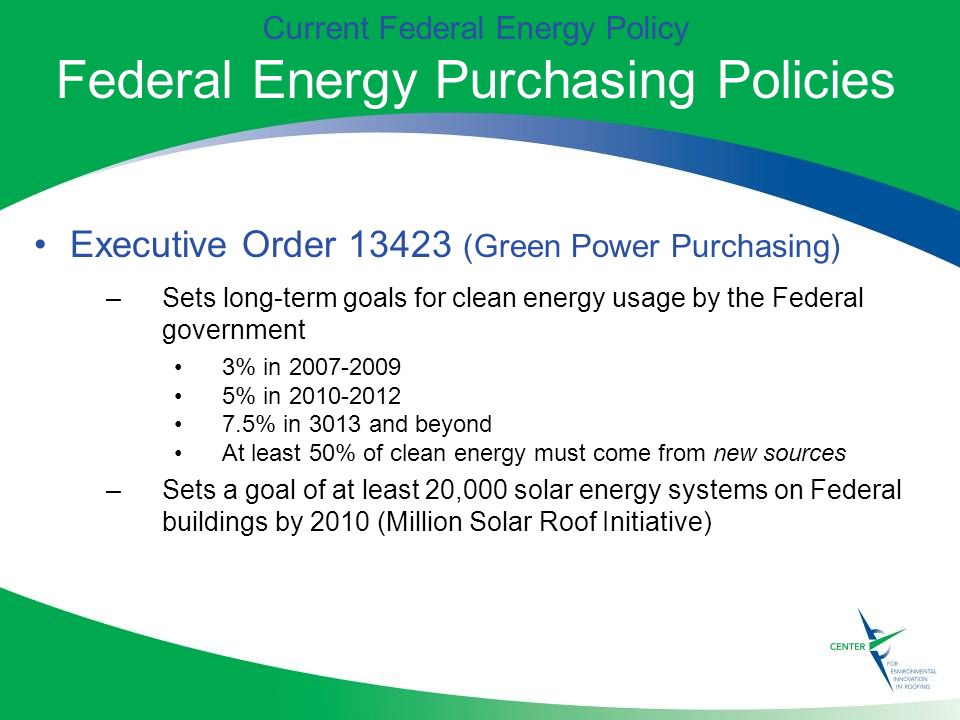 Federal Energy Purchasing Policies