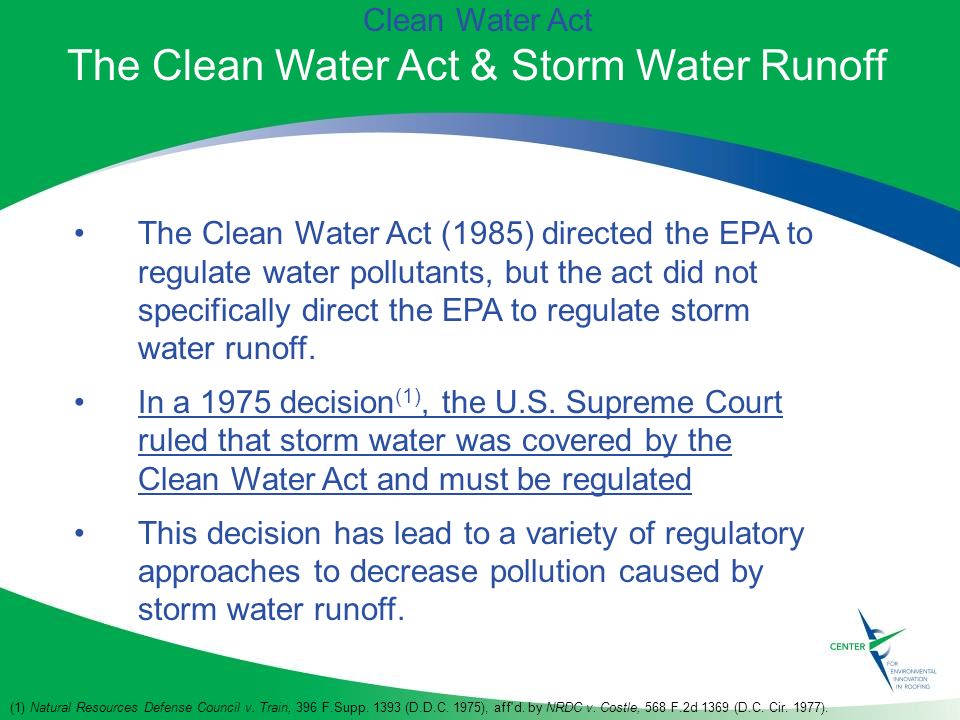 The Clean Water Act & Storm Water Runoff