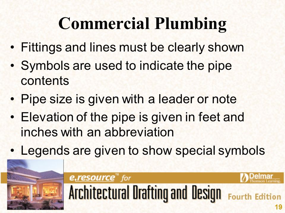 Commercial Plumbing Fittings and lines must be clearly shown