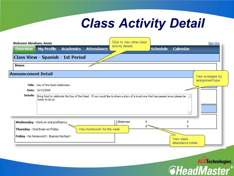 Class Activity Detail Click to view other class activity details.