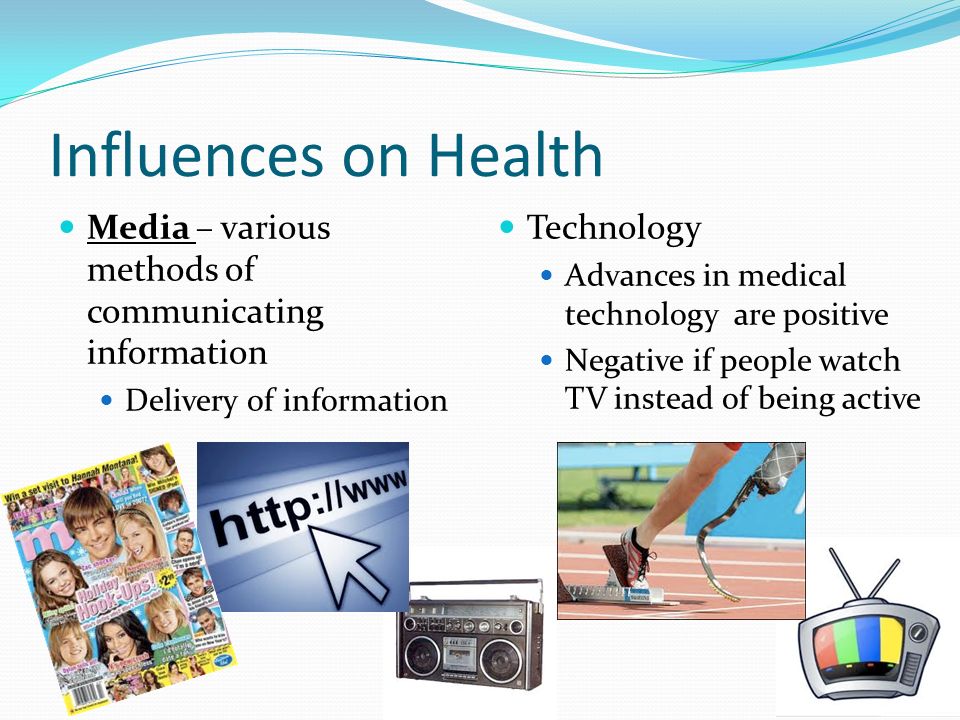Influences on Health Media – various methods of communicating information. Delivery of information.