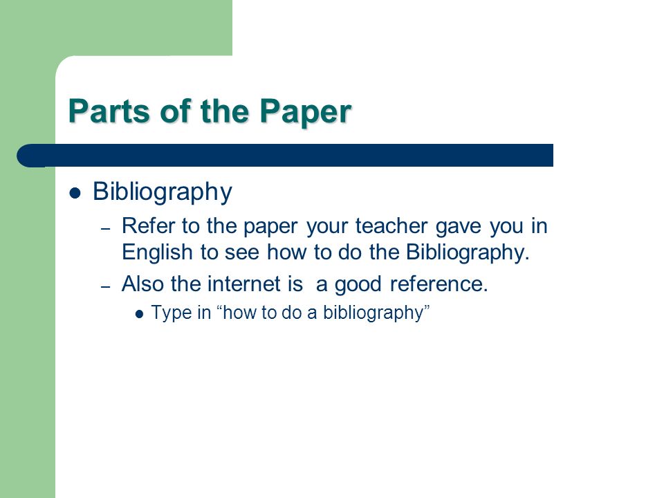 Parts of the Paper Bibliography