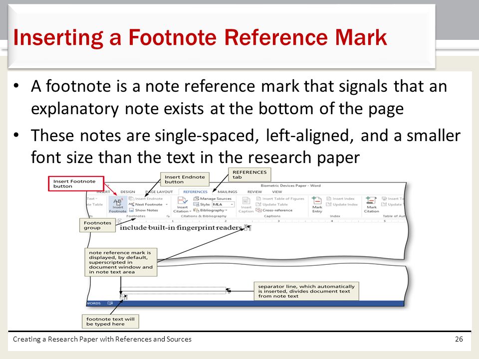 Inserting a Footnote Reference Mark