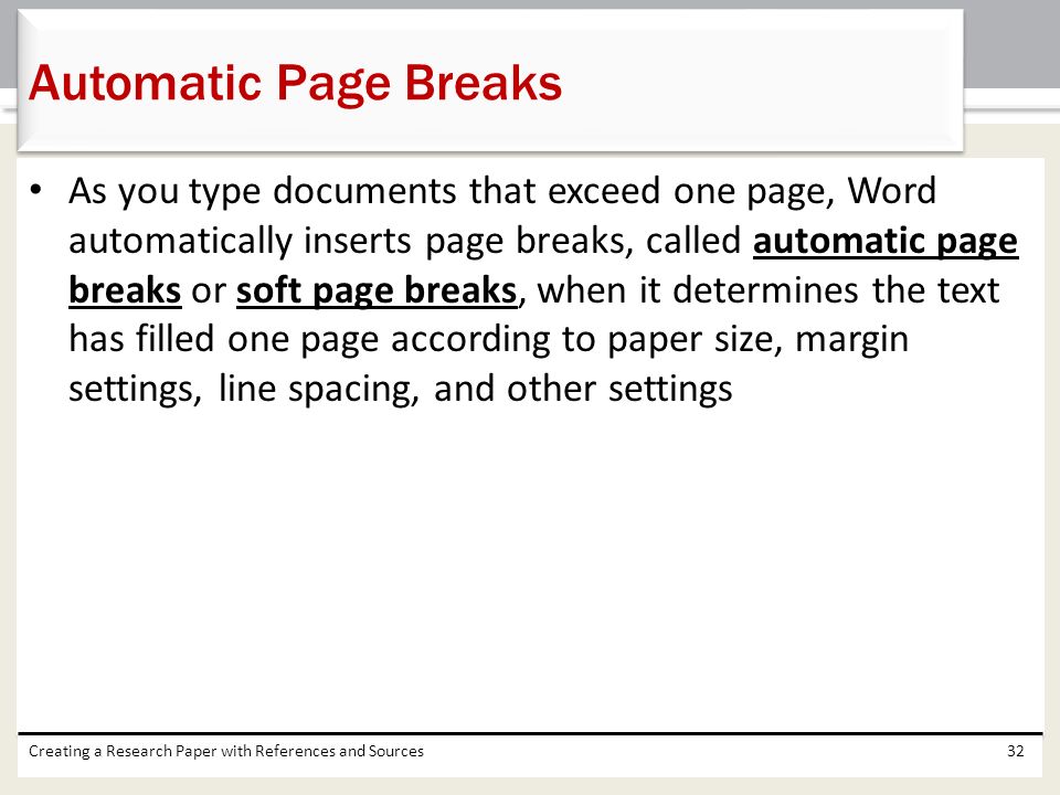 Automatic Page Breaks