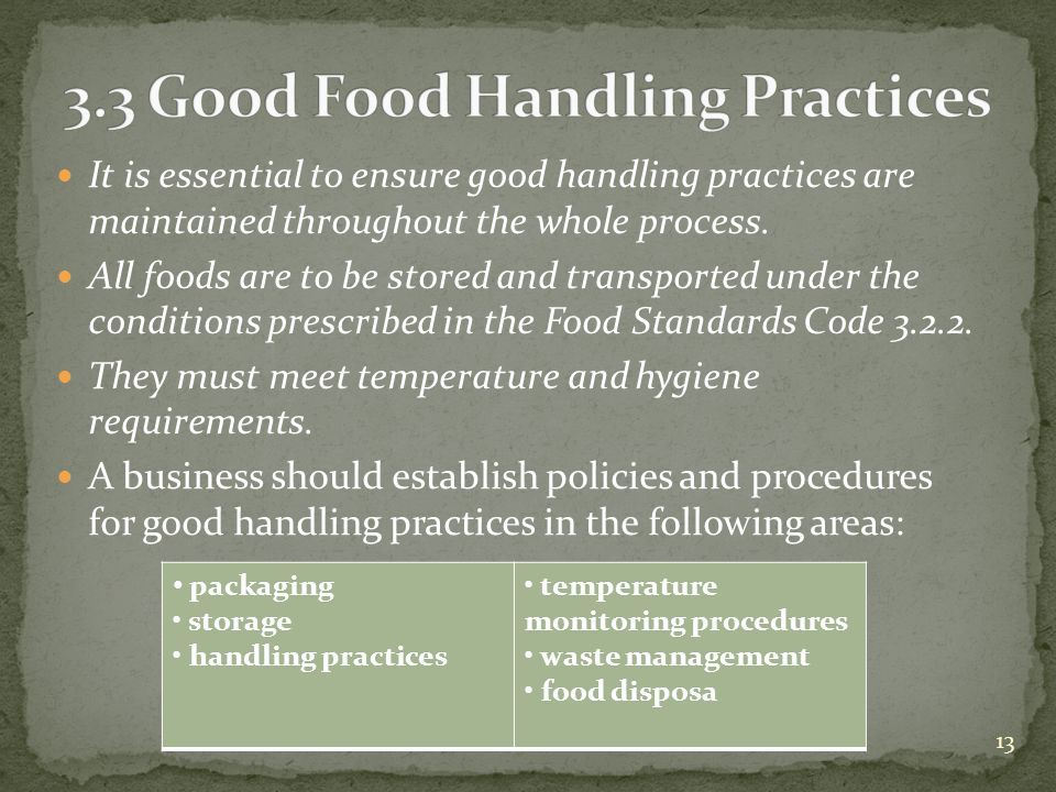 3.3 Good Food Handling Practices
