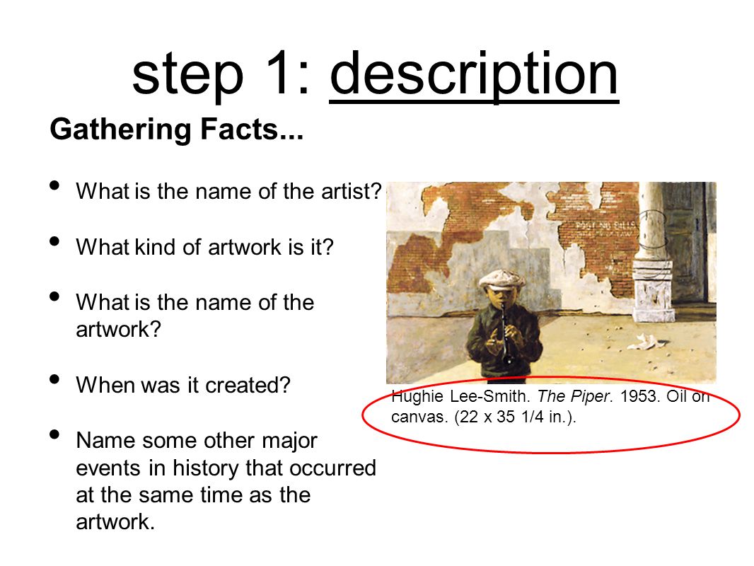 step 1: description Gathering Facts... What is the name of the artist