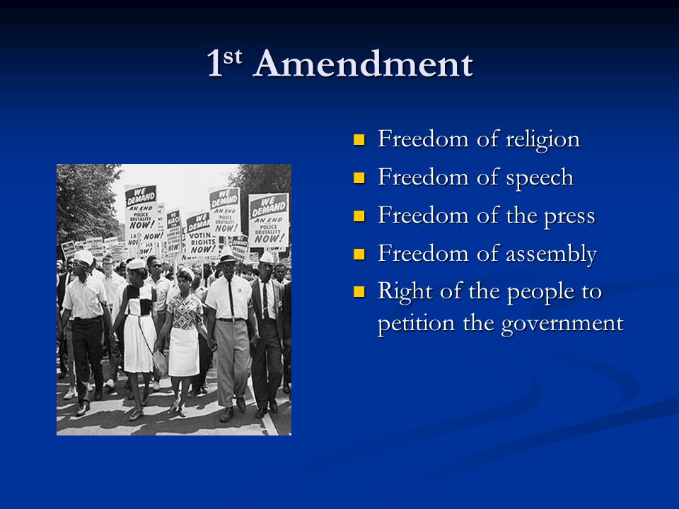 1st Amendment Freedom of religion Freedom of speech