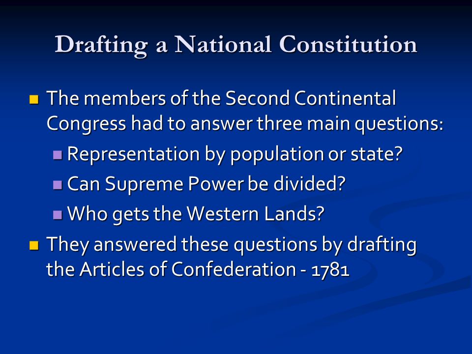 Drafting a National Constitution