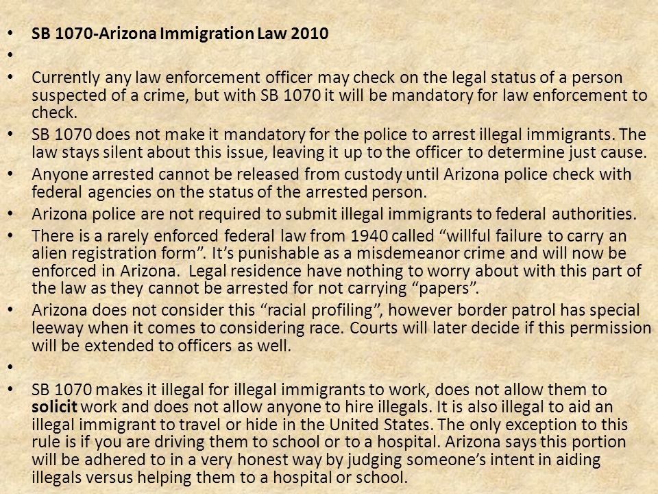 SB 1070-Arizona Immigration Law 2010