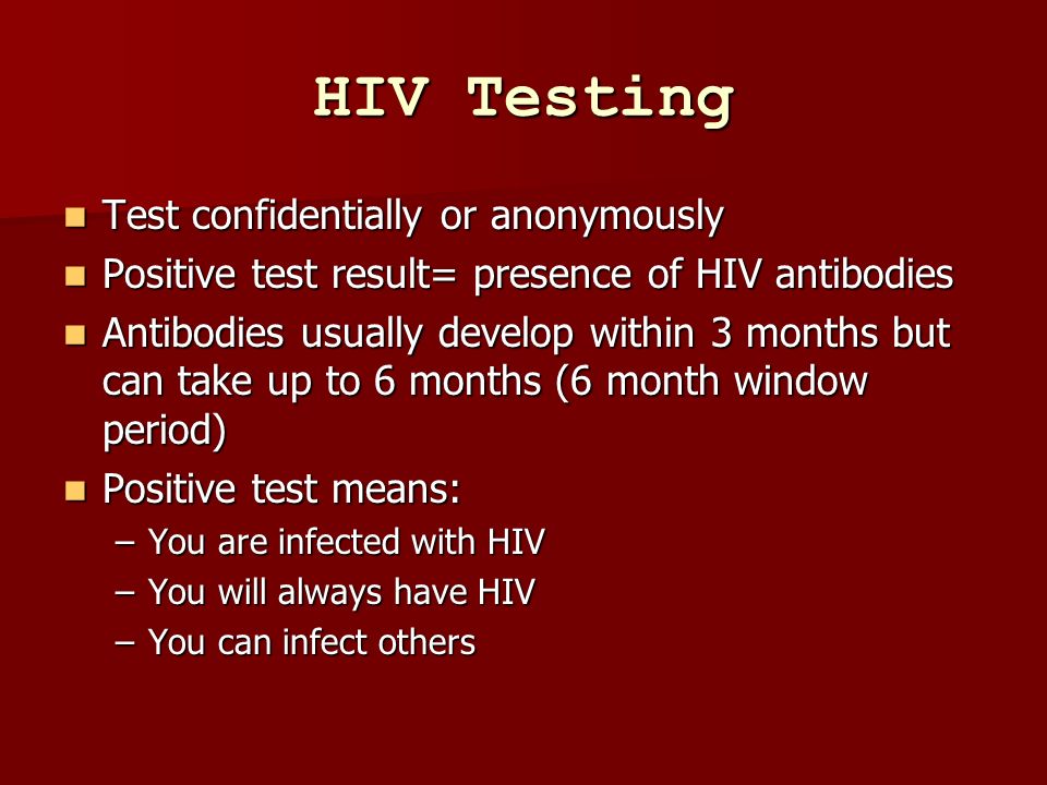 HIV Testing Test confidentially or anonymously