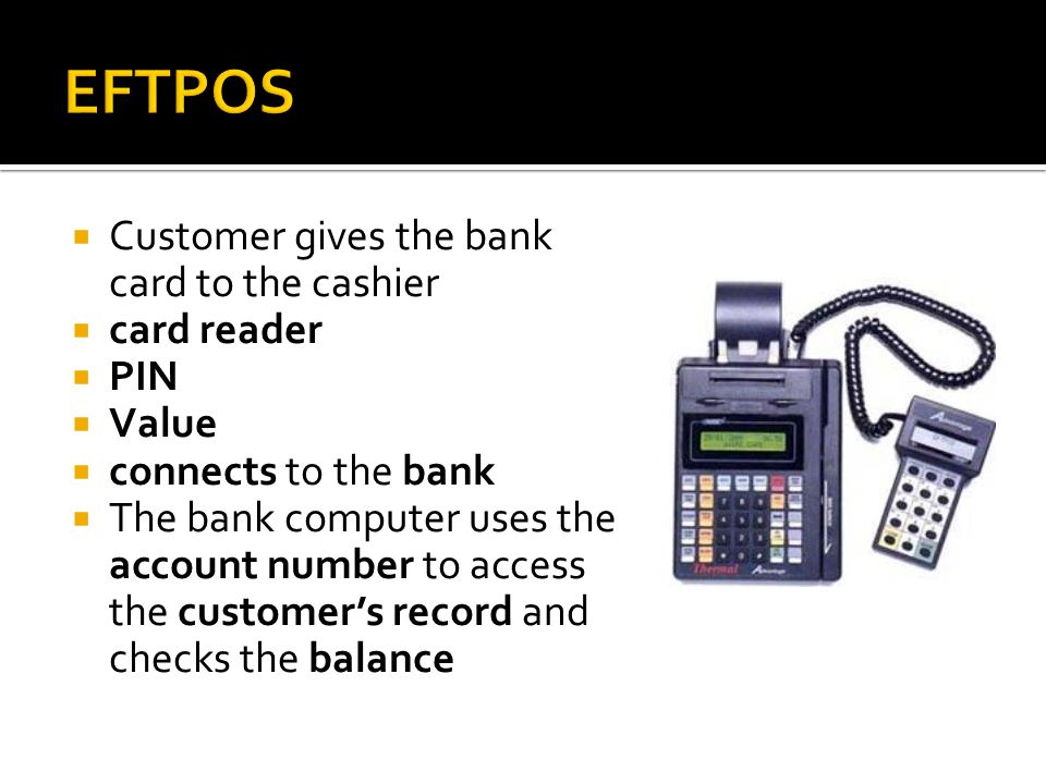 EFTPOS Customer gives the bank card to the cashier card reader PIN