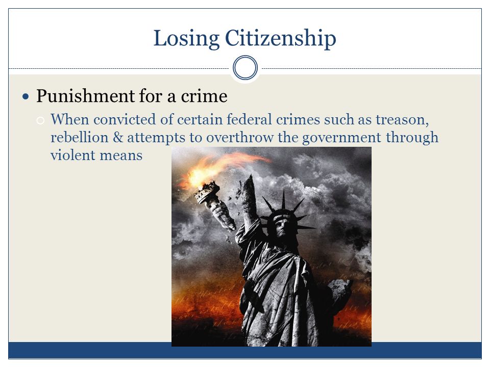 Losing Citizenship Punishment for a crime