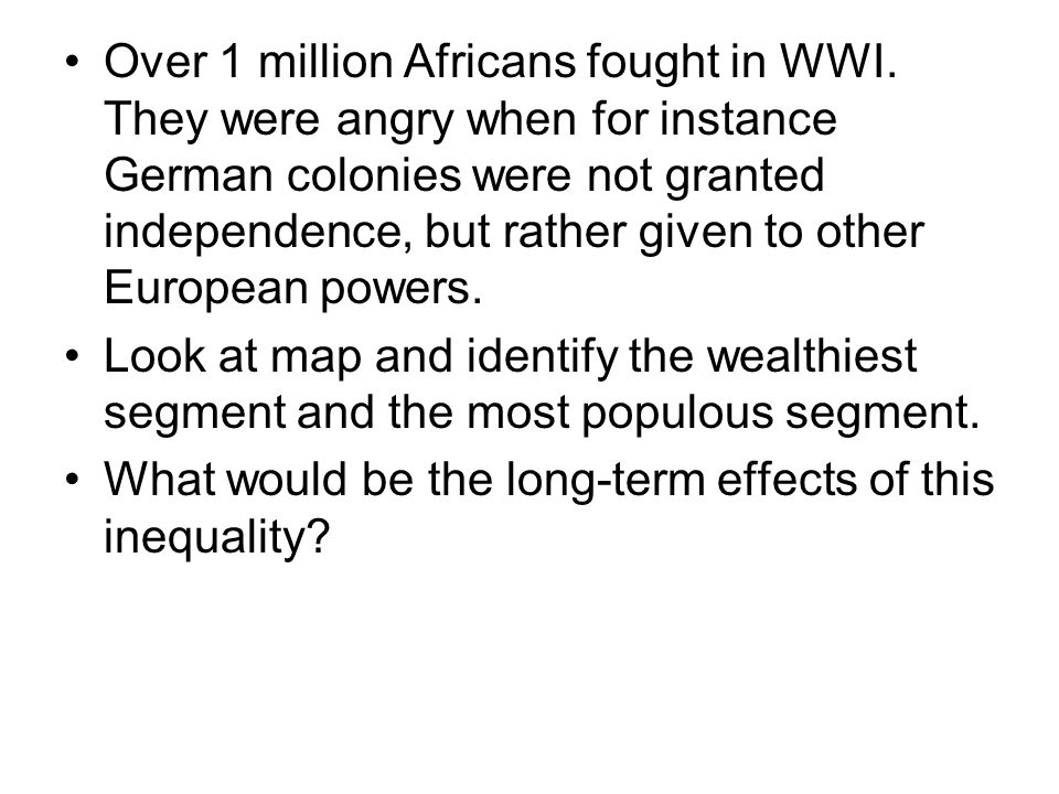 Over 1 million Africans fought in WWI