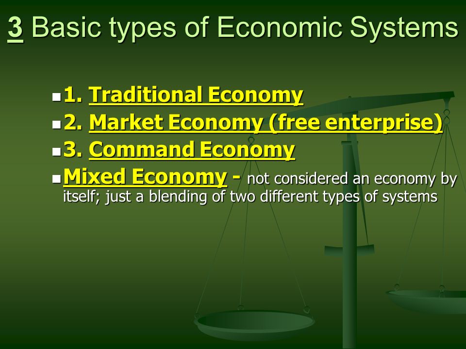 3 Basic types of Economic Systems