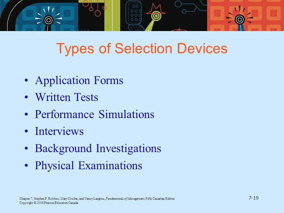 Types of Selection Devices
