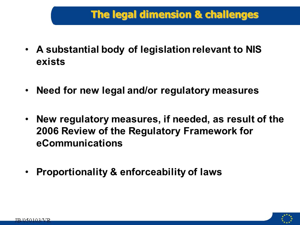 The legal dimension & challenges