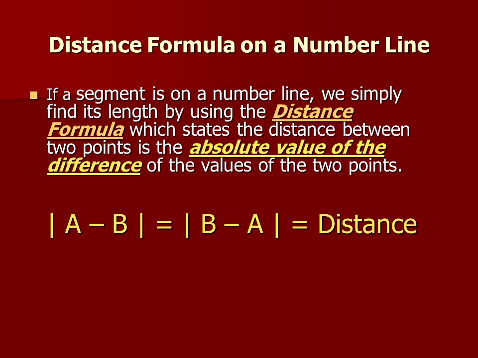 Distance Formula on a Number Line
