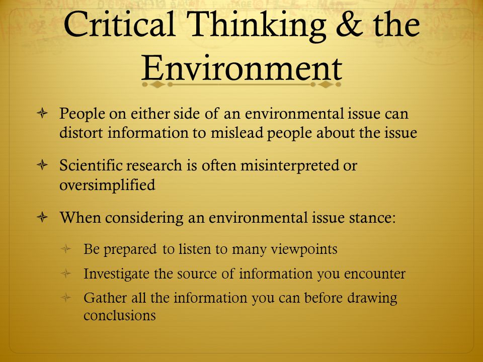 Critical Thinking & the Environment