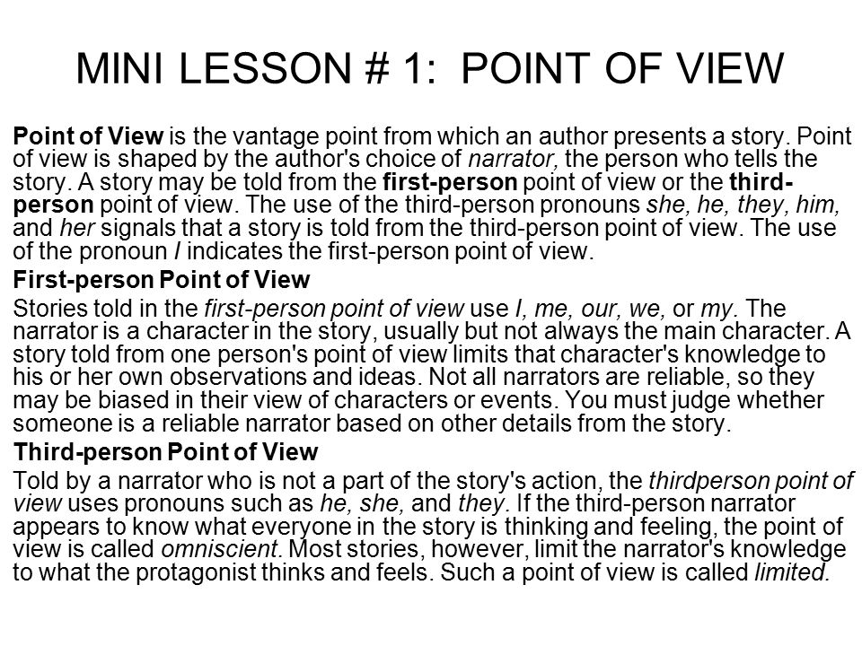 MINI LESSON # 1: POINT OF VIEW