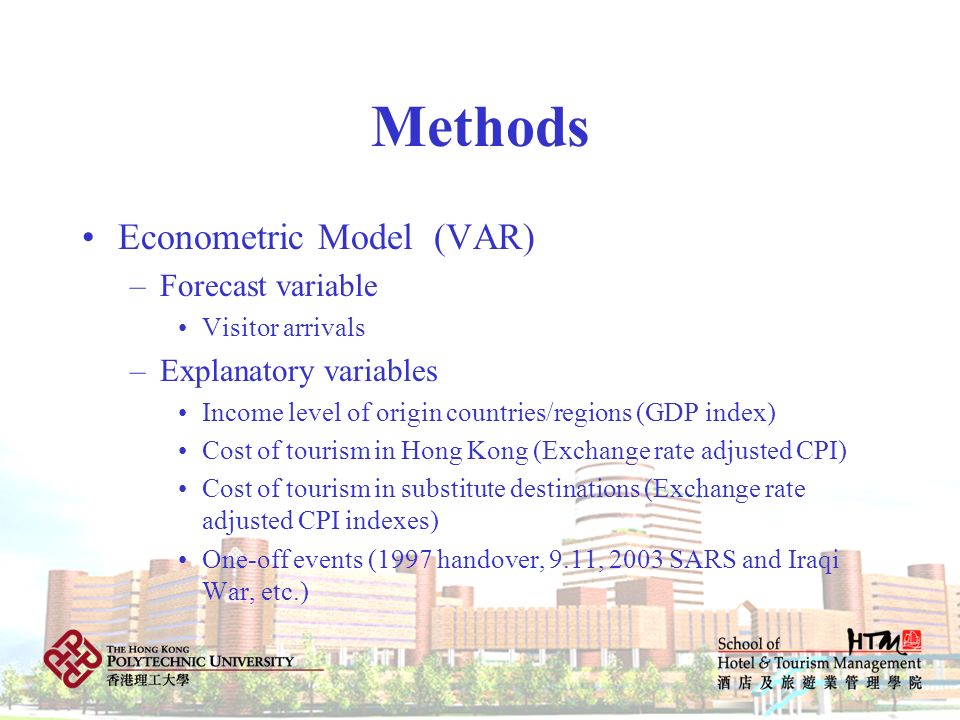 Methods Econometric Model (VAR) Forecast variable
