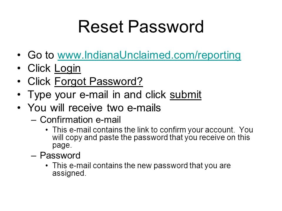Reset Password Go to   Click Login