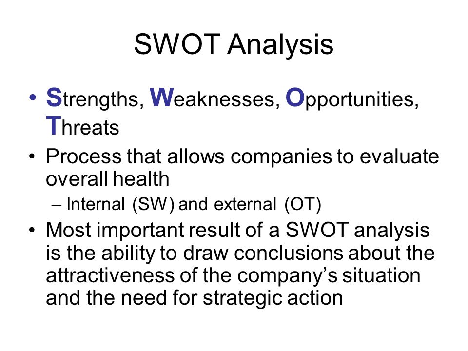 SWOT Analysis Strengths, Weaknesses, Opportunities, Threats
