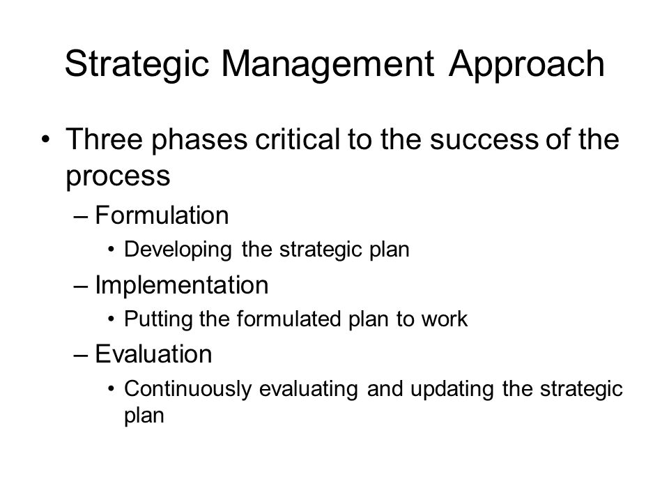 Strategic Management Approach