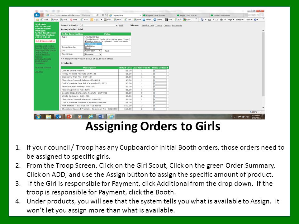 Assigning Orders to Girls