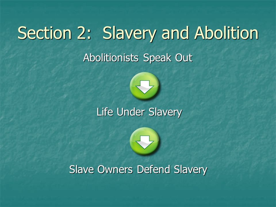 Section 2: Slavery and Abolition