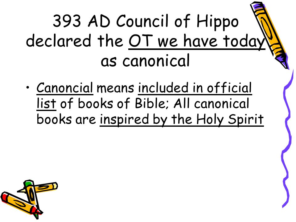 393 AD Council of Hippo declared the OT we have today as canonical