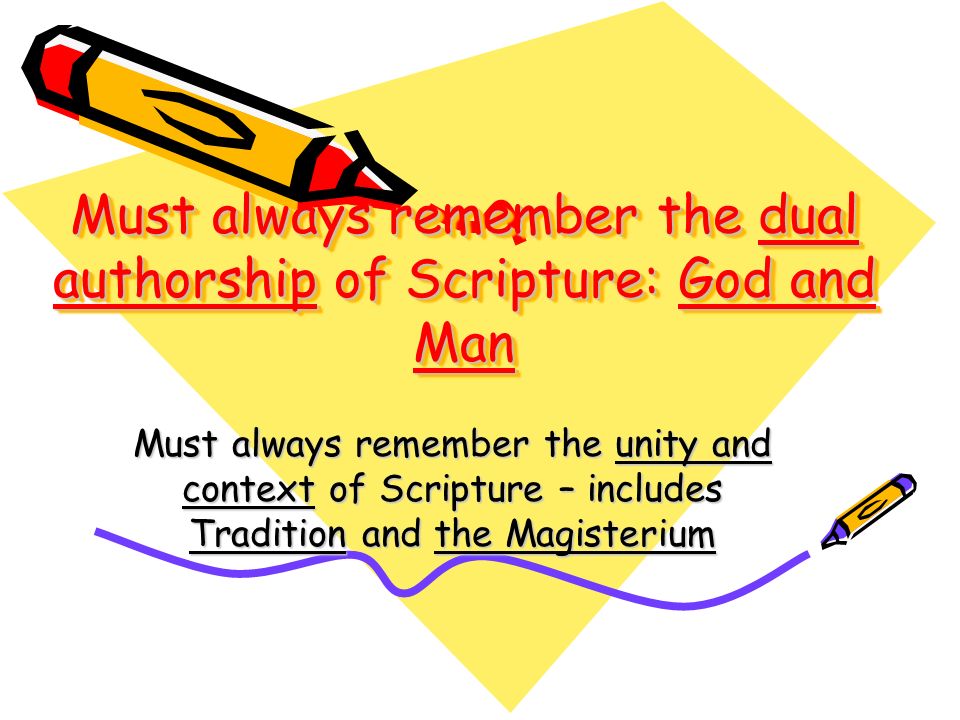 Must always remember the dual authorship of Scripture: God and Man
