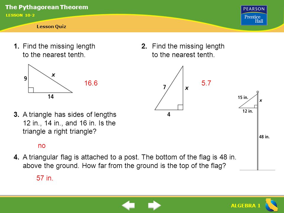 1. Find the missing length 2. Find the missing length