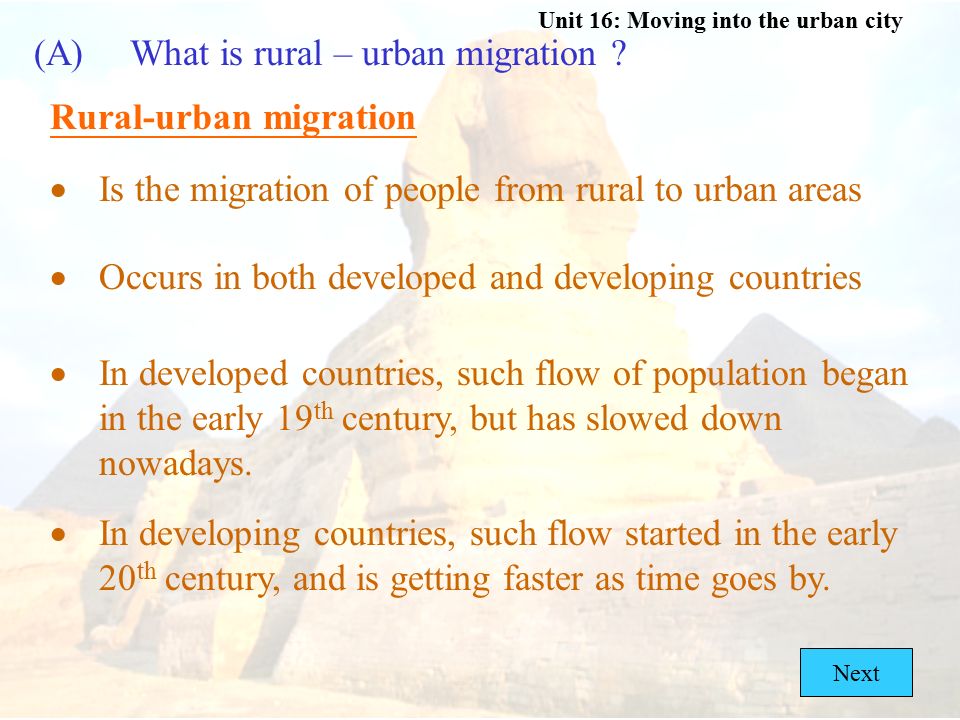(A) What is rural – urban migration