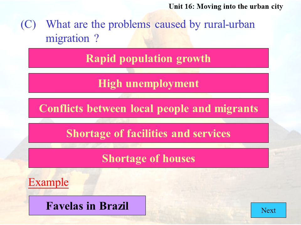 (C) What are the problems caused by rural-urban migration