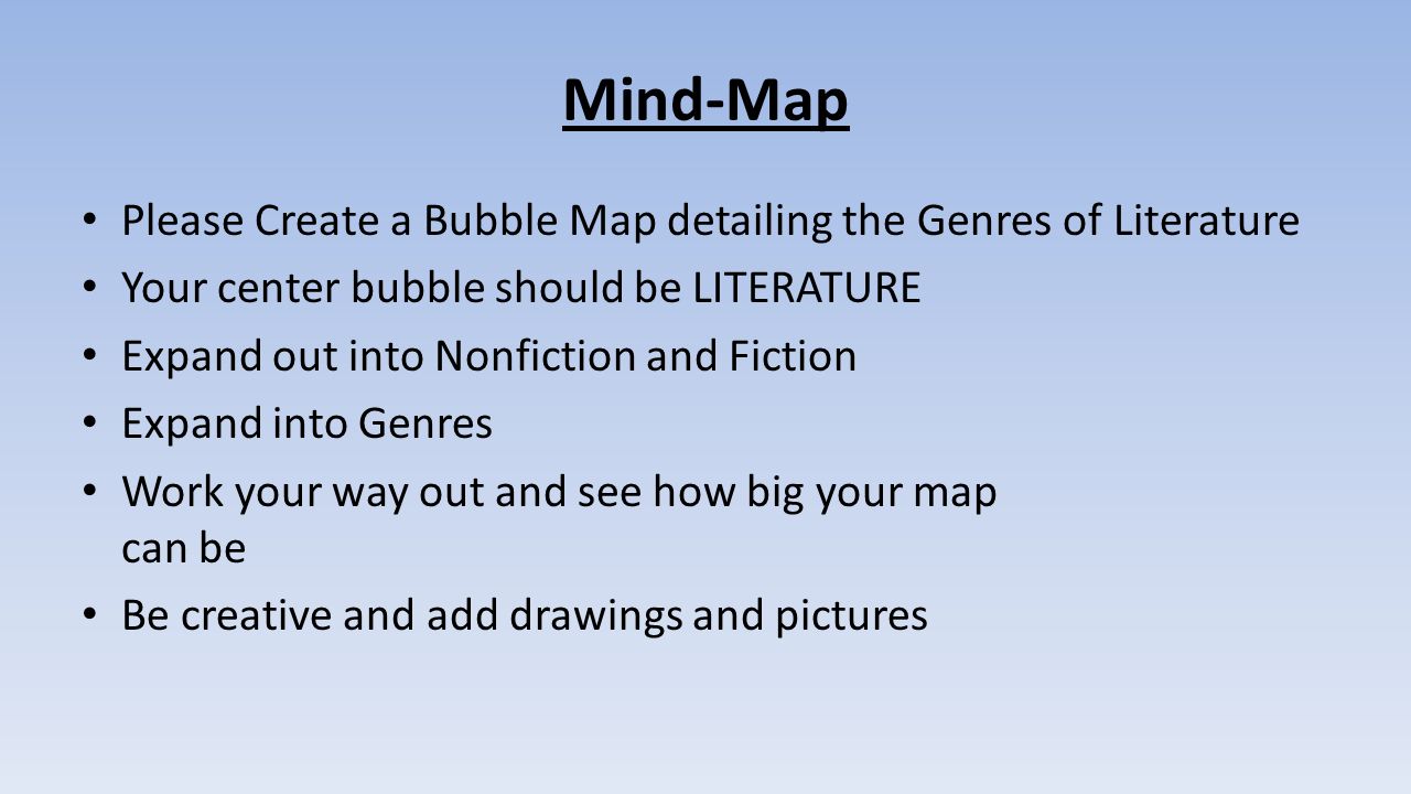 Mind-Map Please Create a Bubble Map detailing the Genres of Literature